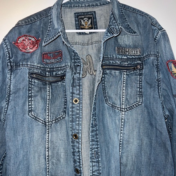Hama Denium Co. Y2K Vintage Premium Collection Distressed Denim Jacket Size XL - Picture 2 of 8